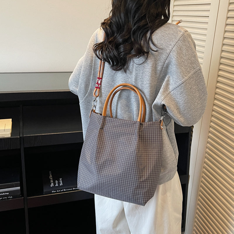 Women's Climbing Rope Elegant Plaid Nylon Canvas Women's Handbag