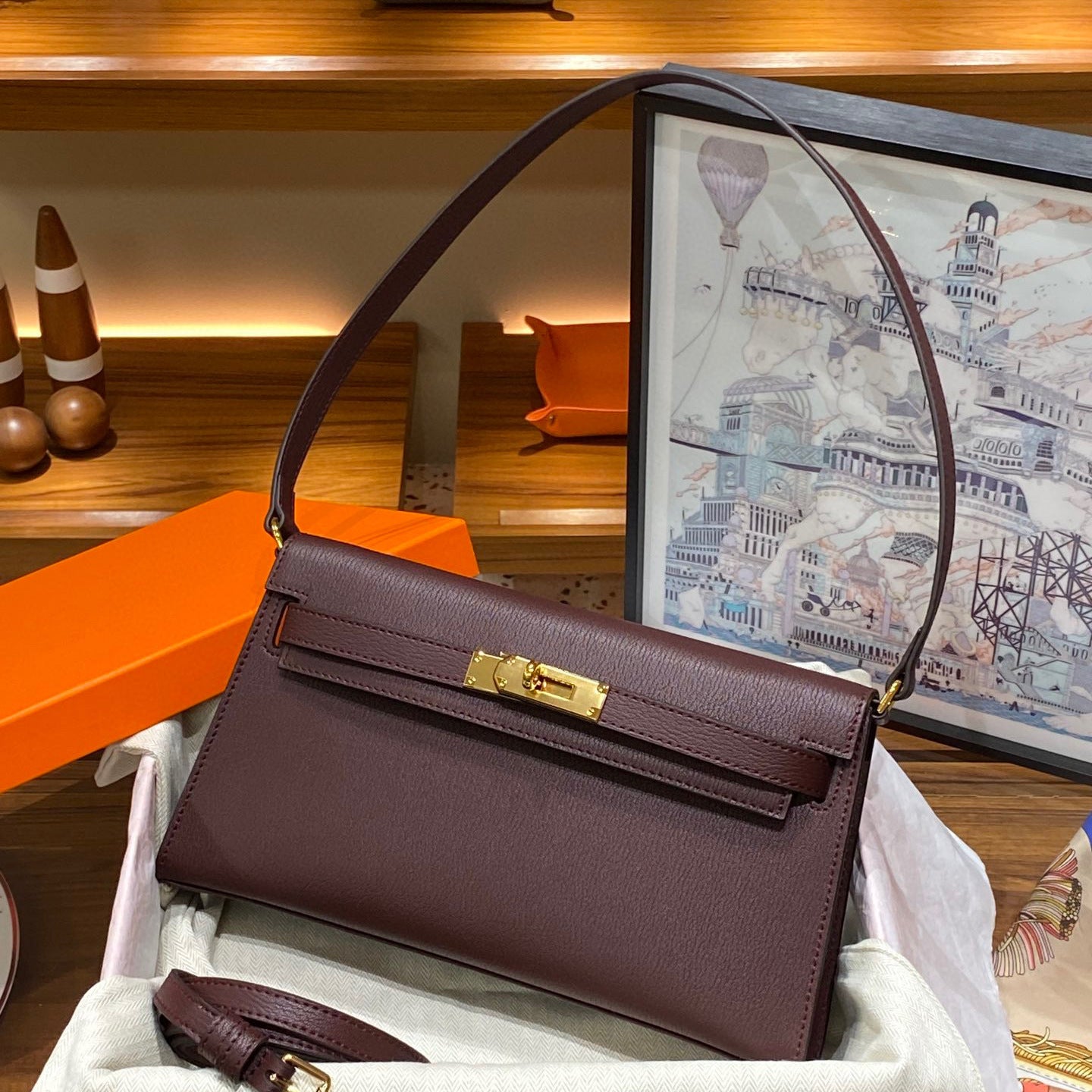 Kelly Underarm High-grade Horizontal Genuine Leather Retro Fashion Women's Shoulder Bag