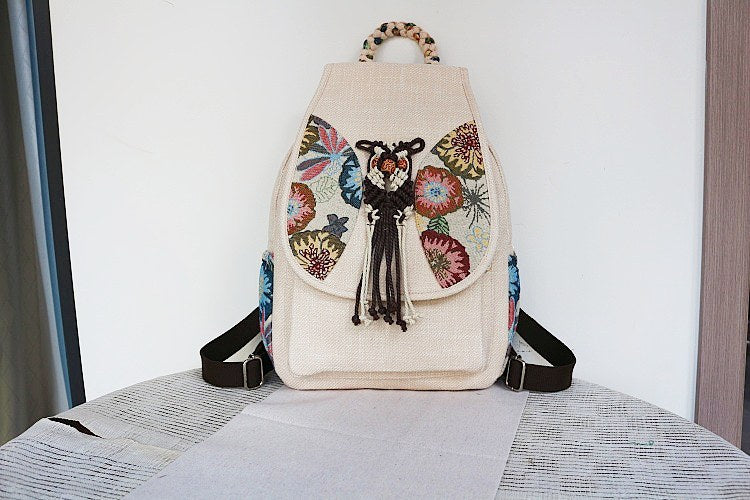 Women's Vintage Printing Wax Line Woven Fresh Women's Backpack