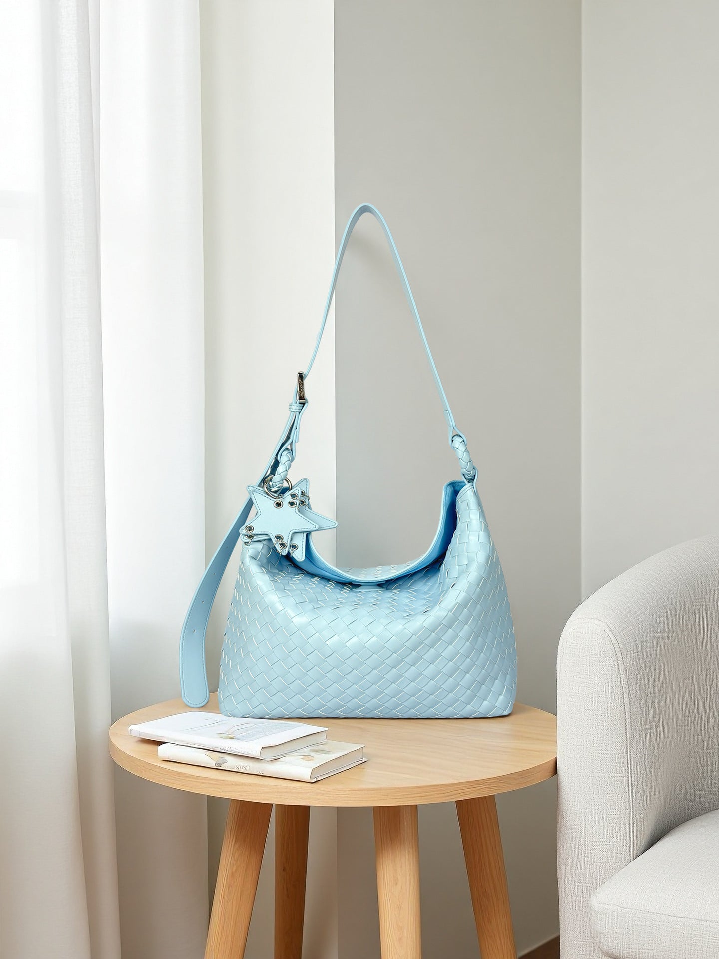 Women's Woven Champagne Large Capacity One Commuter Tote Bags