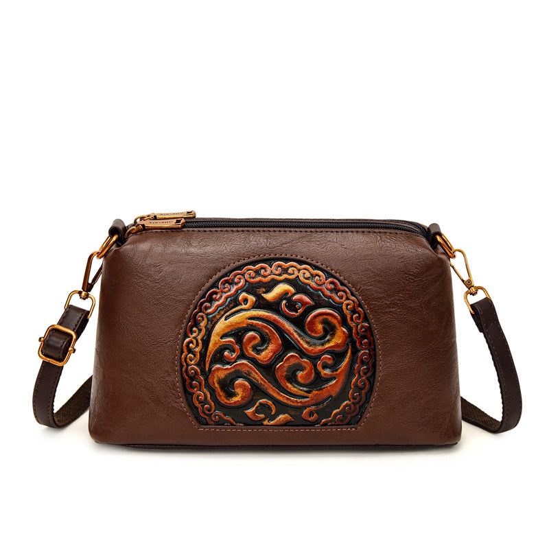 Women's Retro Ethnic Style Authentic Leather Tactile Bags