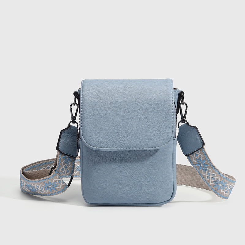 Women's Blue Vertical Ethnic Style Wide Strap Bags