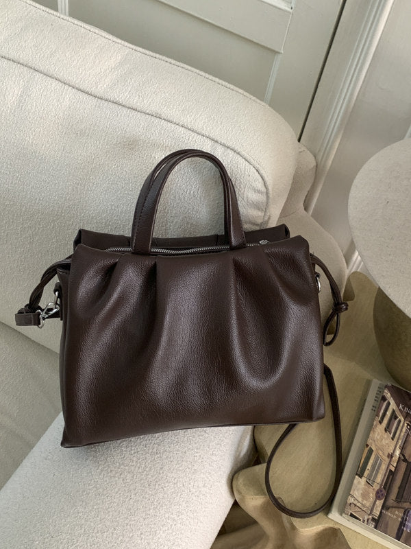 Women's Design Pleated Large Capacity Magnetic Korean Tote Bag
