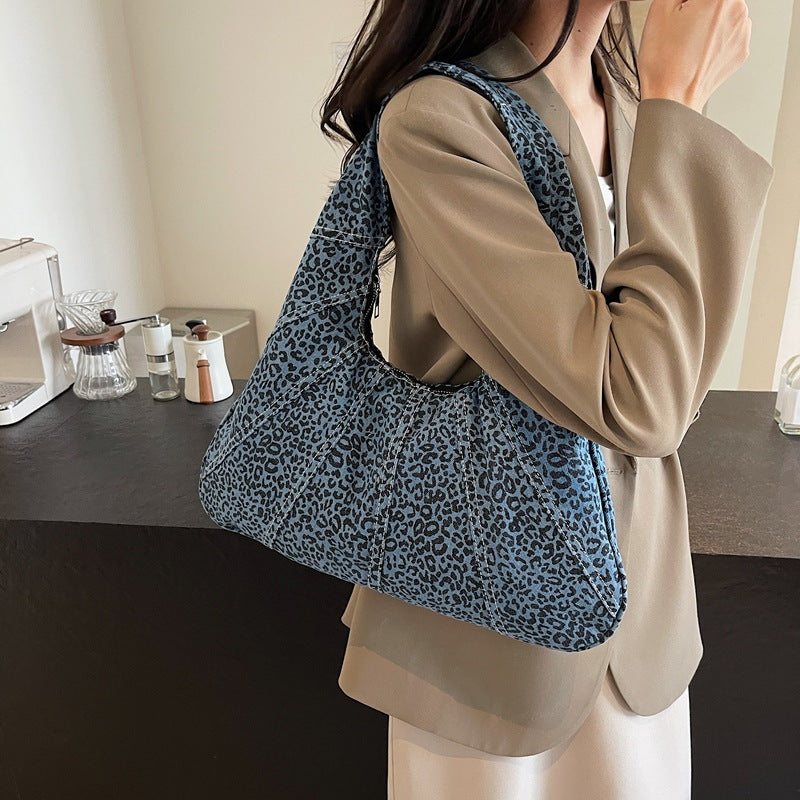 Women's Large Capacity Denim Commuter Underarm Portable Tote Bags