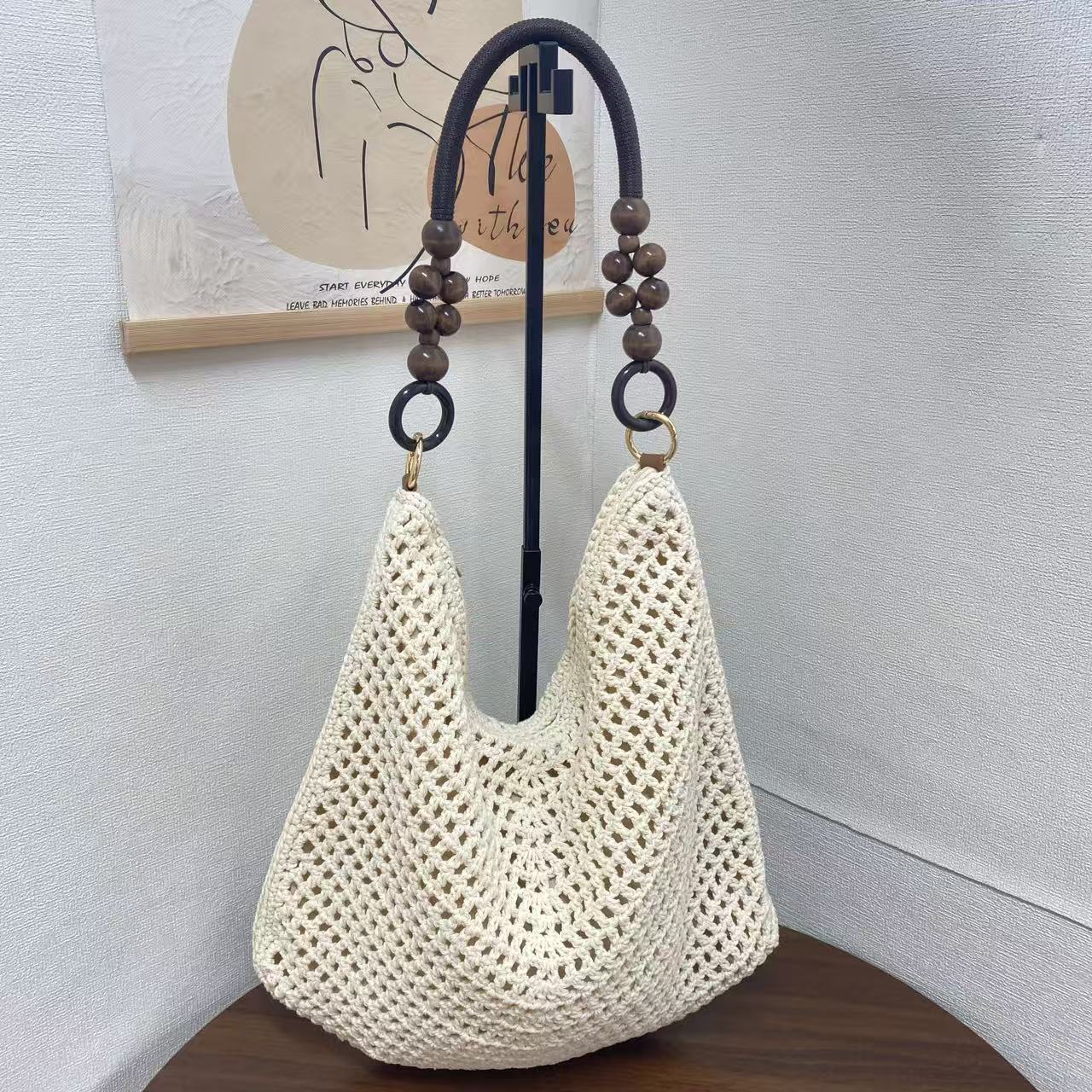 Hollow Mesh Style Knitted Woven Fashion Summer Large Capacity Women's Shoulder Bag