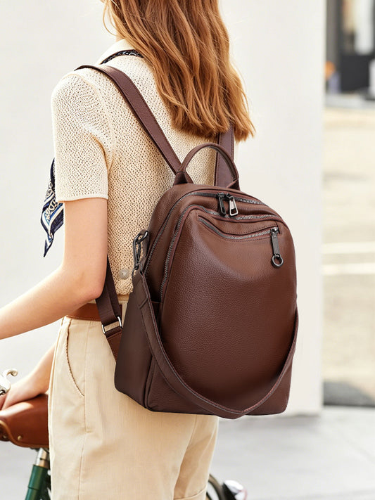 Women's Soft Genuine Leather Surface Design Commuter Backpacks