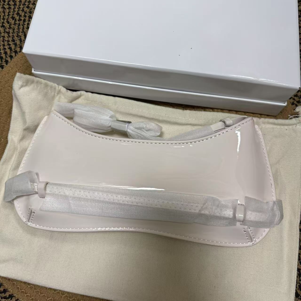 Women's Correct Letter Patent Leather Baguette Premium Underarm Bag