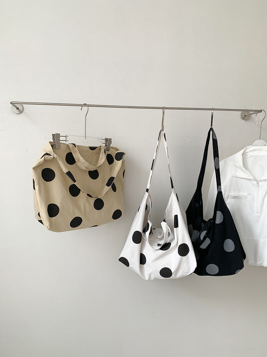 Women's Polka Dot Canvas Summer Trendy Korean Tote Bag