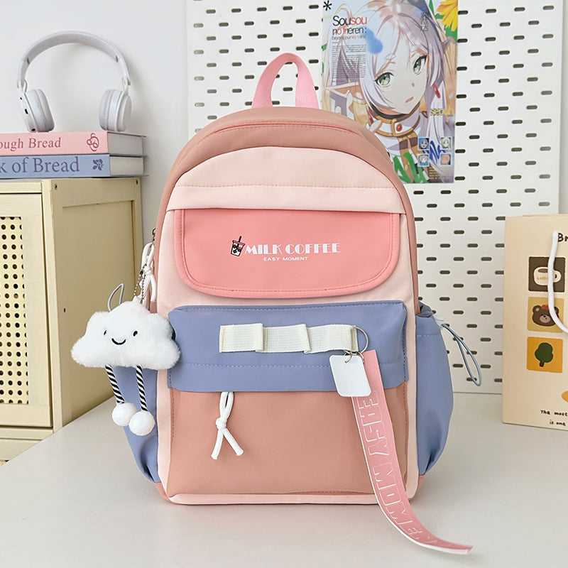 Good-looking Large Capacity Junior High Class Dopamine Style Simple Leisure Backpack