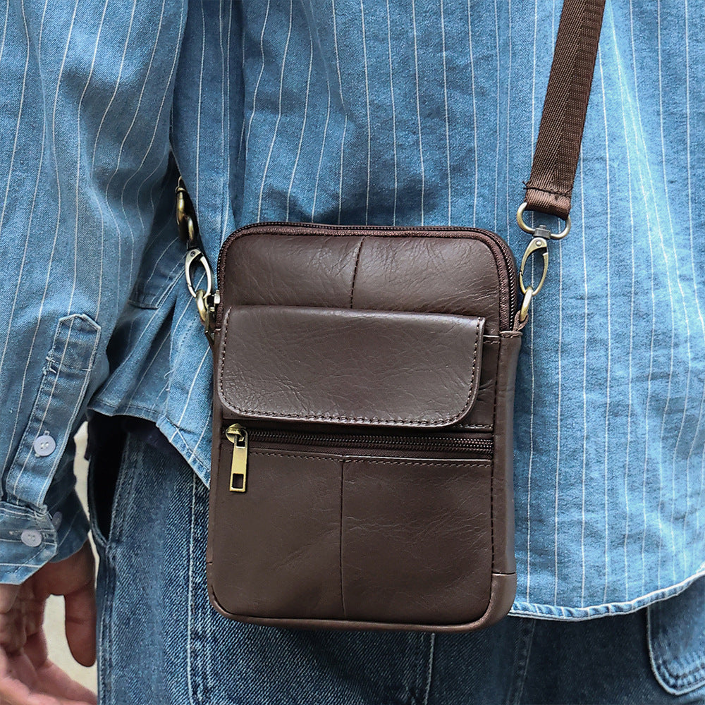 Men's Genuine Leather Mobile First Layer Cowhide Men's Messenger Bag