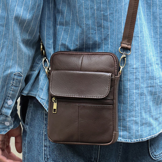 Men's Genuine Leather Mobile First Layer Cowhide Men's Messenger Bag