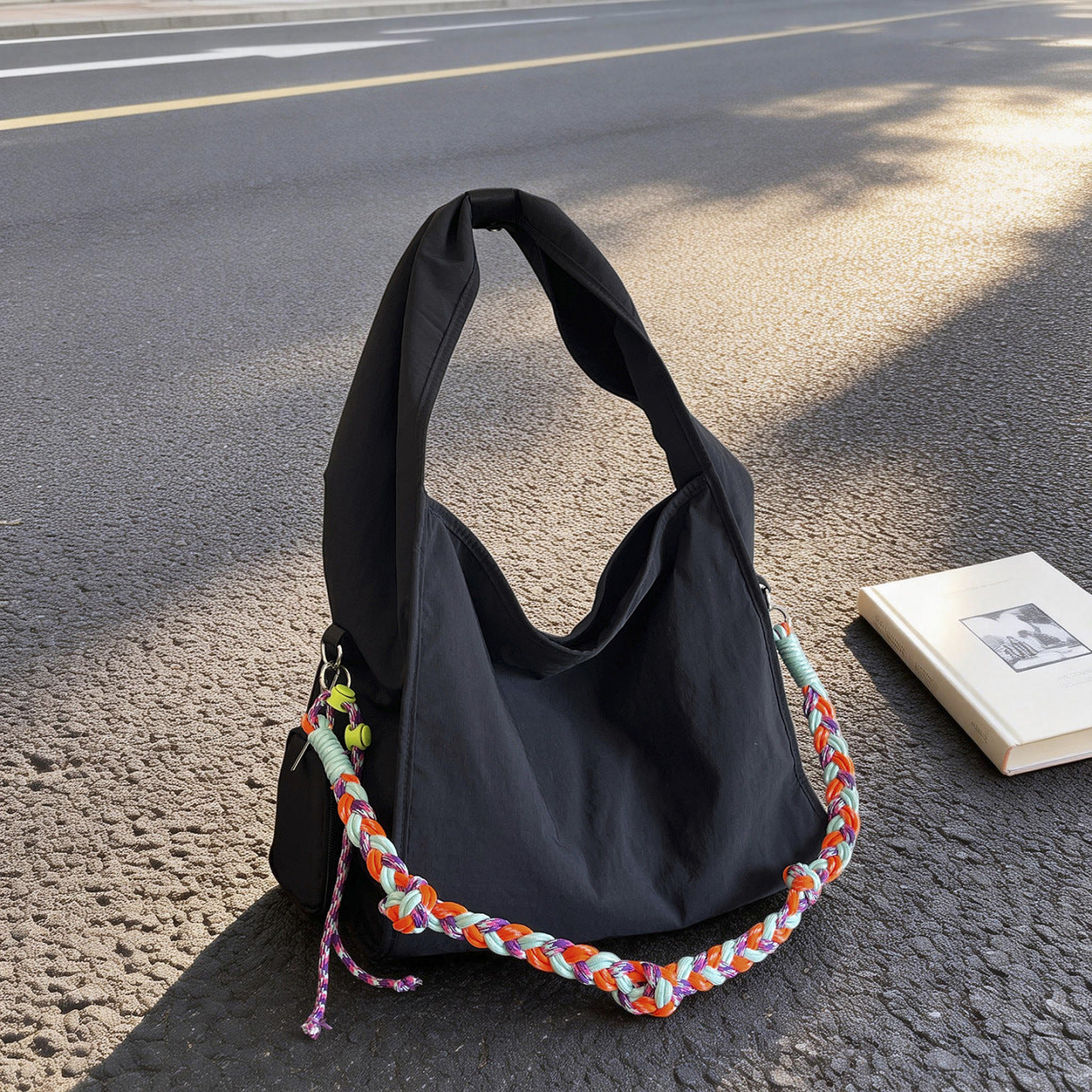 Women's & Men's Korean Large Capacity Colorful Ropes Cloth Tote Bag
