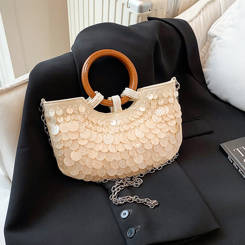 Fairy Handmade Shell Wooden Seaside Vacation Women's Handbag
