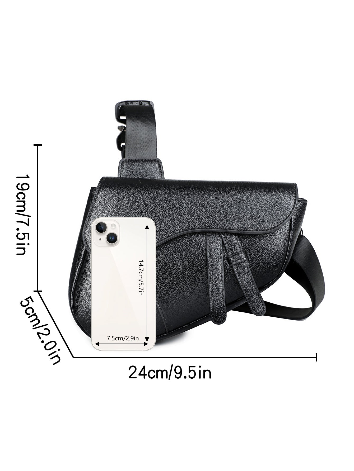 Men's Saddle Zipper Simple Textured Lightweight Solid Men's Bags