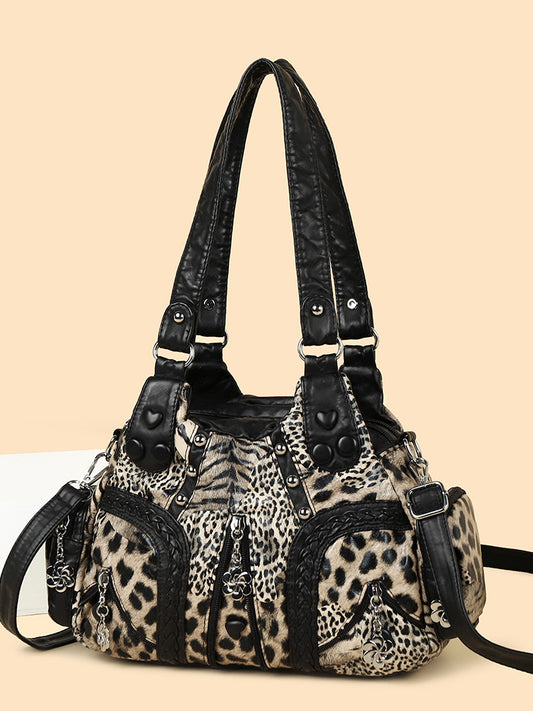 Leopard Print Rivet Hot Fashion Western Handbags