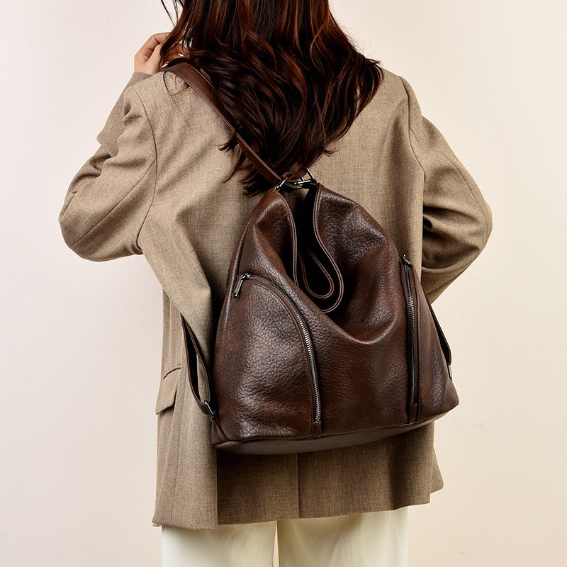 Women's Retro Fashionable Large Capacity Simple Backpacks