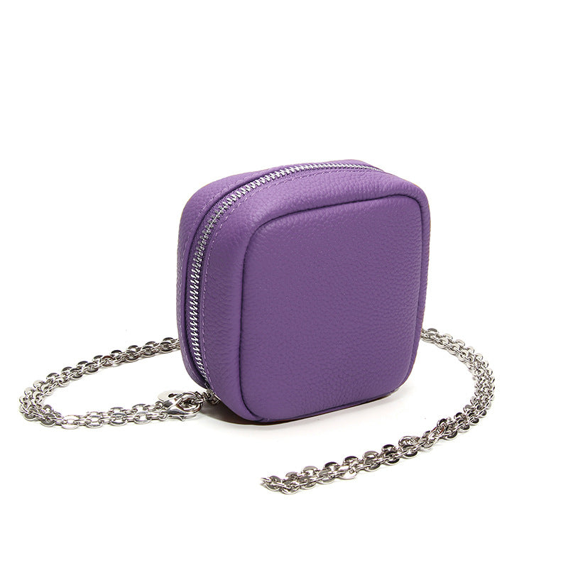 Leather Mini Outing Portable Earphone Jewelry Partition Storage Chain Makeup Bag
