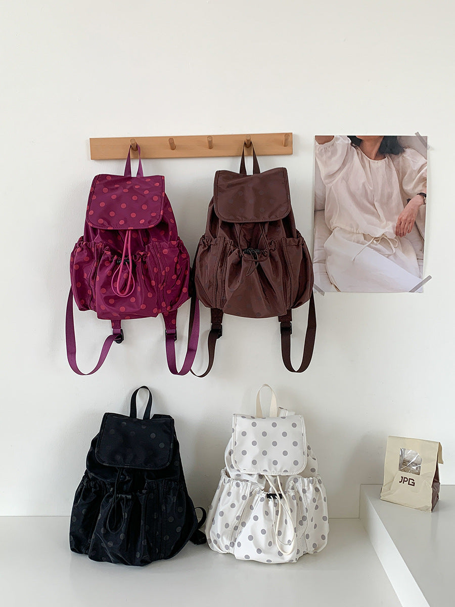 Korean Lightweight Nylon Design Polka Dot Backpacks