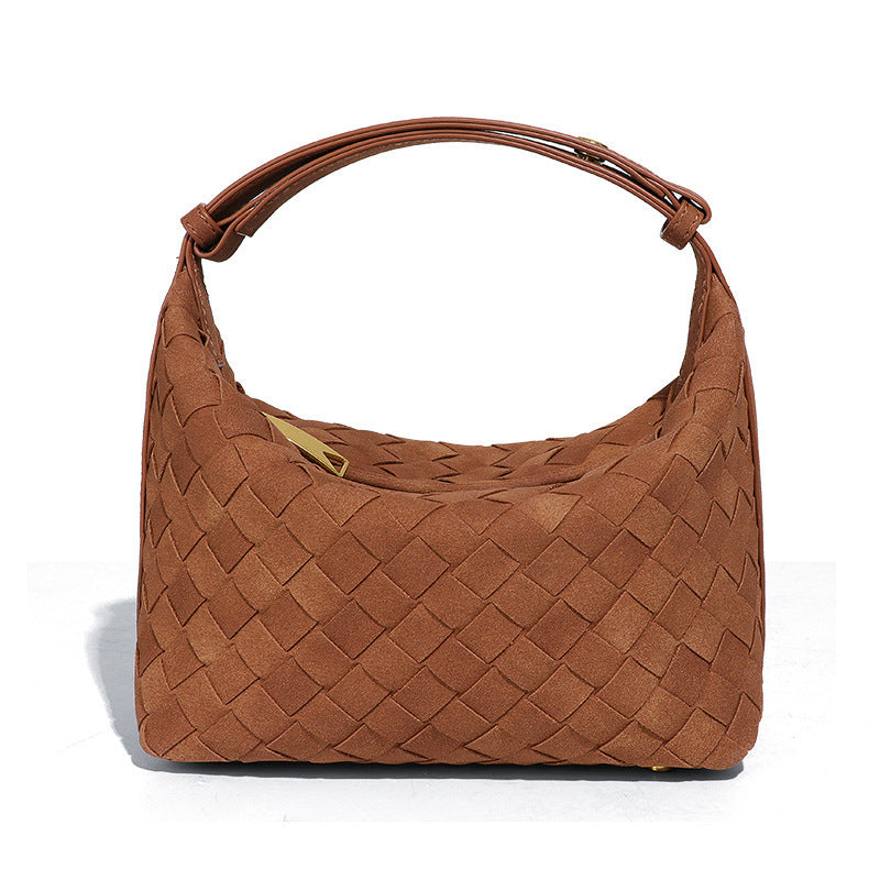 Women's Frosted Woven Hand Holding Niche Lunch Women's Shoulder Bag