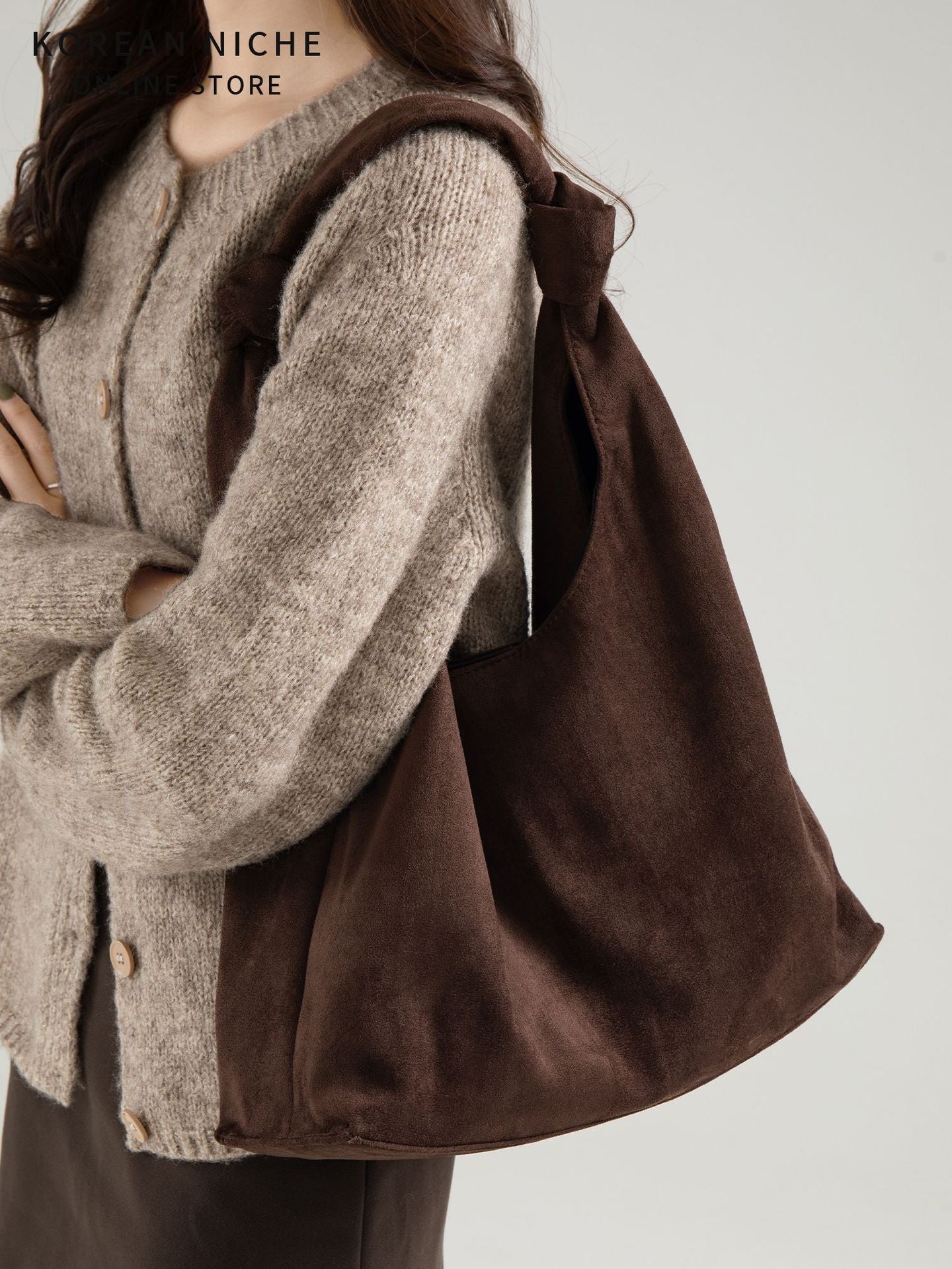 Korean Niche Design Suede Material Underarm Large Capacity Tote Bag