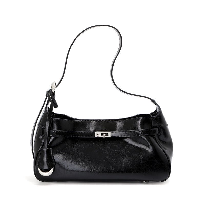 Women's Capacity Totes Cowhide Niche Design Genuine Leather Underarm Bags