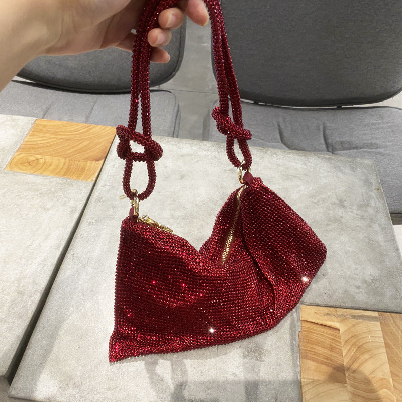 Women's Rhinestone Underarm Diamond Full Pink Clutch Handbags