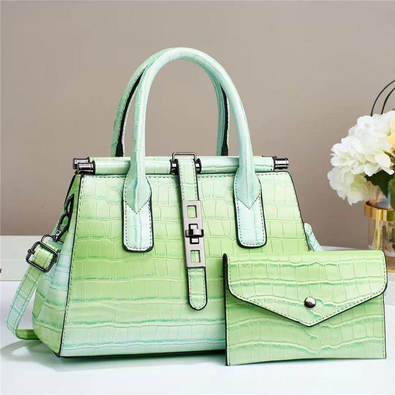 Versatile Two-piece Alligator Print Graceful Fashion Women's Handbag