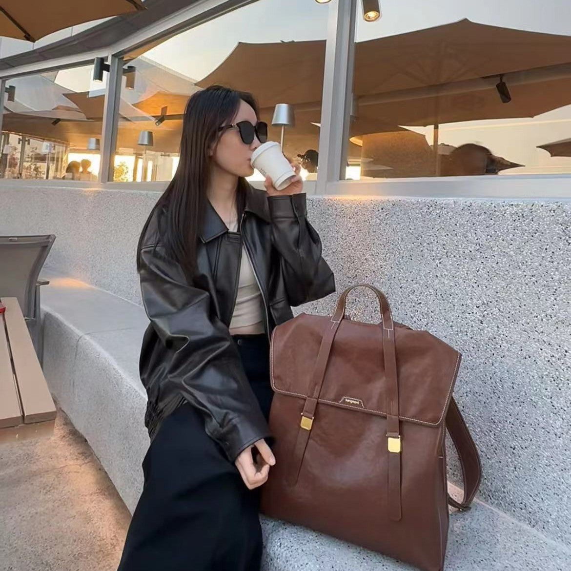 Series Large Designer Model Vegetable Tanning Leather Leisure Backpack