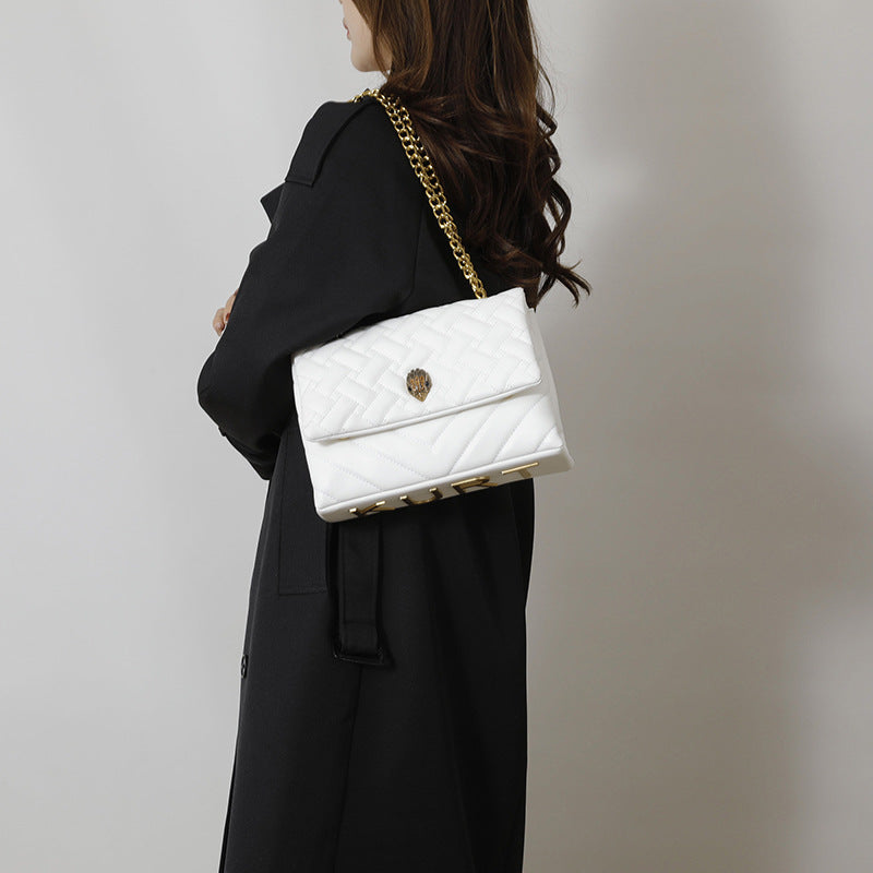 Women's Texture Rhombus Embroidery Thread Single Eagle Women's Messenger Bag