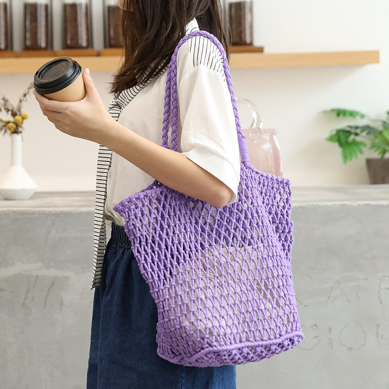 Women's Korean Style Leisure Artistic Fashion Canvas Cotton Bucket Bags