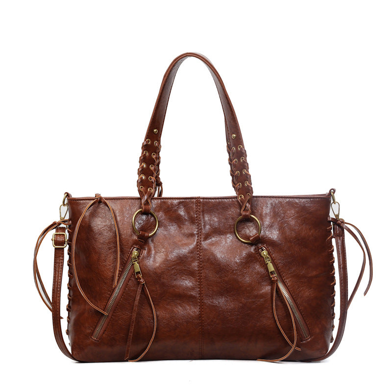 Women's Retro Large Capacity With Rope Underarm Tote Bag