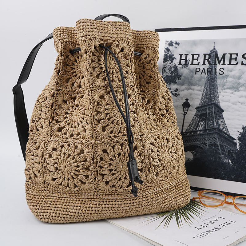 Women's Woven Straw Beach Vacation Large Capacity Backpacks