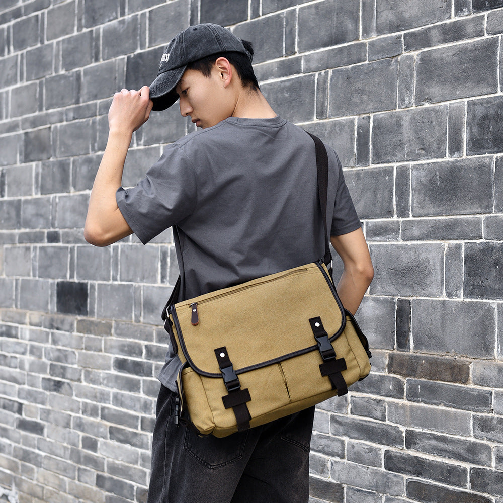 Men's Retro Flip Canvas Large Capacity Commute Bags
