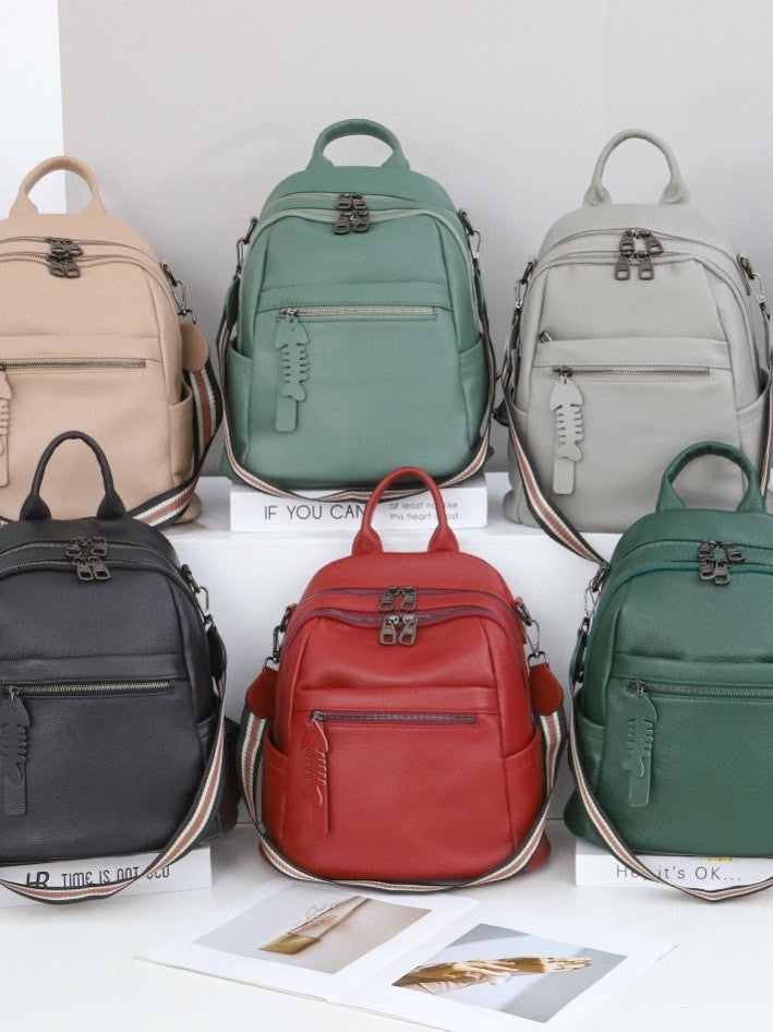 Women's Simple Korean Fashion Cowhide Trendy Female Women's Backpack