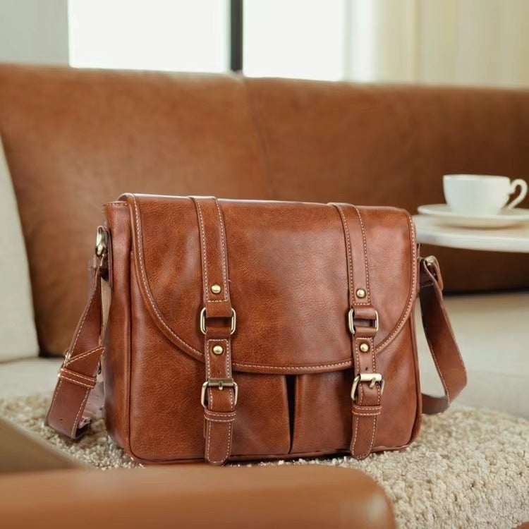 Men's Portable Retro Leather Simple Fashion Women's Shoulder Bag