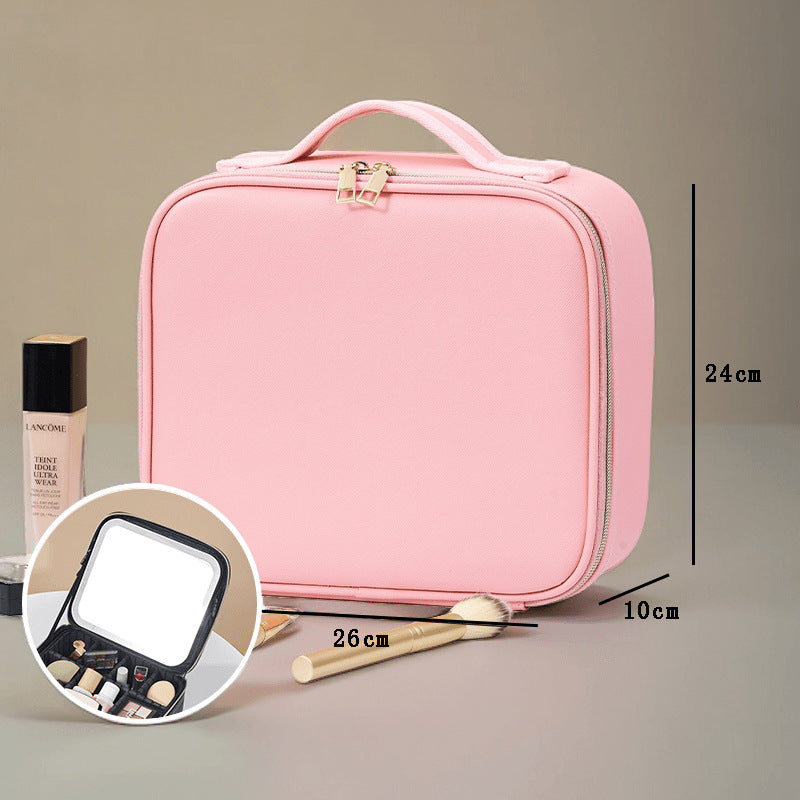 High-grade Large Capacity With Light Mirror Cosmetic Case
