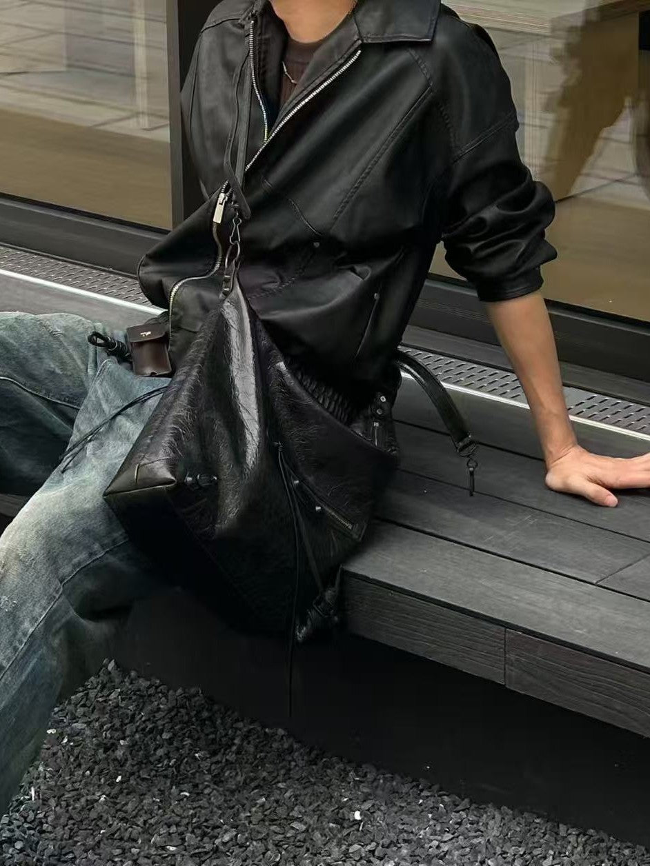 Spring Wear Rivet Punk Cool Leather Motorcycle Tote Bag