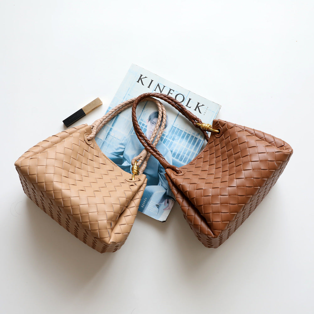 Women's Shu Parachute Cowhide Woven Metal For Bucket Bag