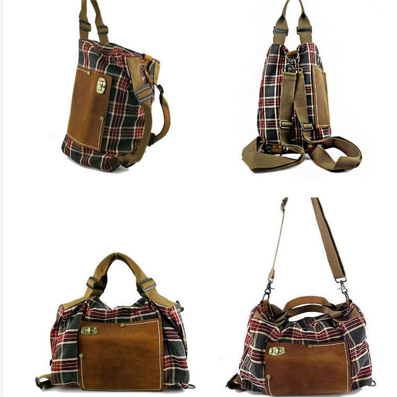 Attractive Women's Large Capacity Red Plaid Backpacks