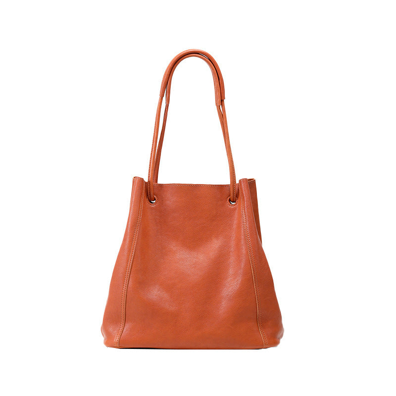 Women's Commuter Large Capacity Totes Genuine Retro Bucket Bag