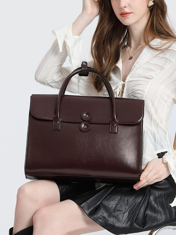 Women's Genuine Leather Computer Retro High-grade Light Luxury Business Portable Large Bags
