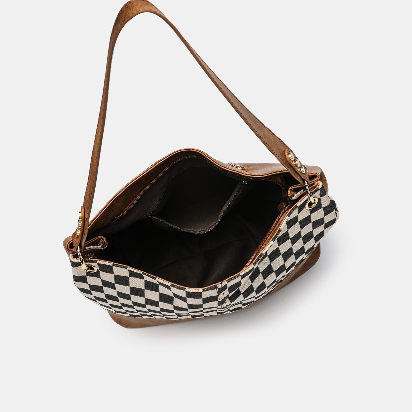 Women's Chessboard Plaid Stitching Large Capacity Retro Tote Bag