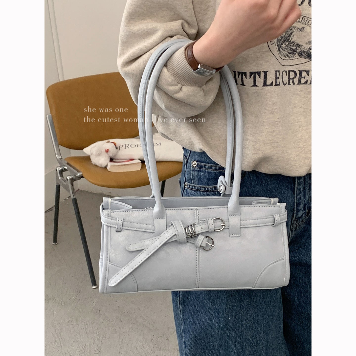 Women's Korean Style Niche Pink Portable Spring Fashion Commuter Underarm Bag