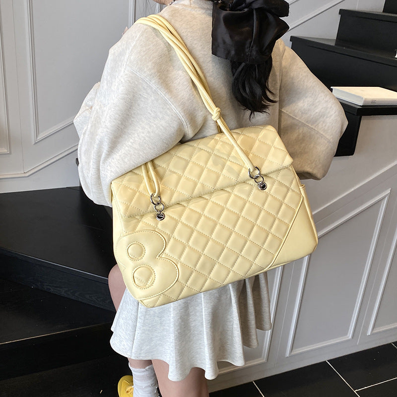 Korean Simple Rhombus Fashion Personality Versatility Large Capacity Women's Backpack