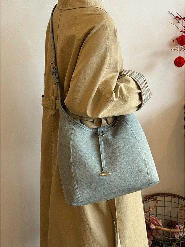 Women's Lazy Feeling Denim Canvas Large Capacity Commuter Tote Bag