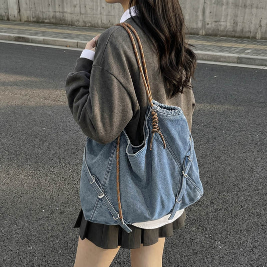 Women's Denim Fashion High-grade Large Capacity Commuter Bags