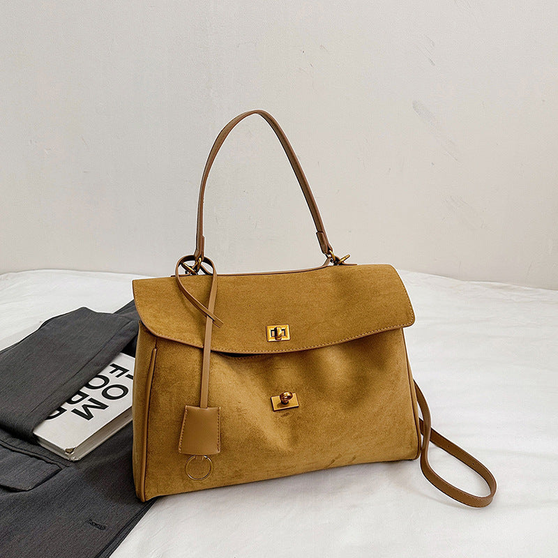 Women's Portable Niche Idle Style Suede Large Lock