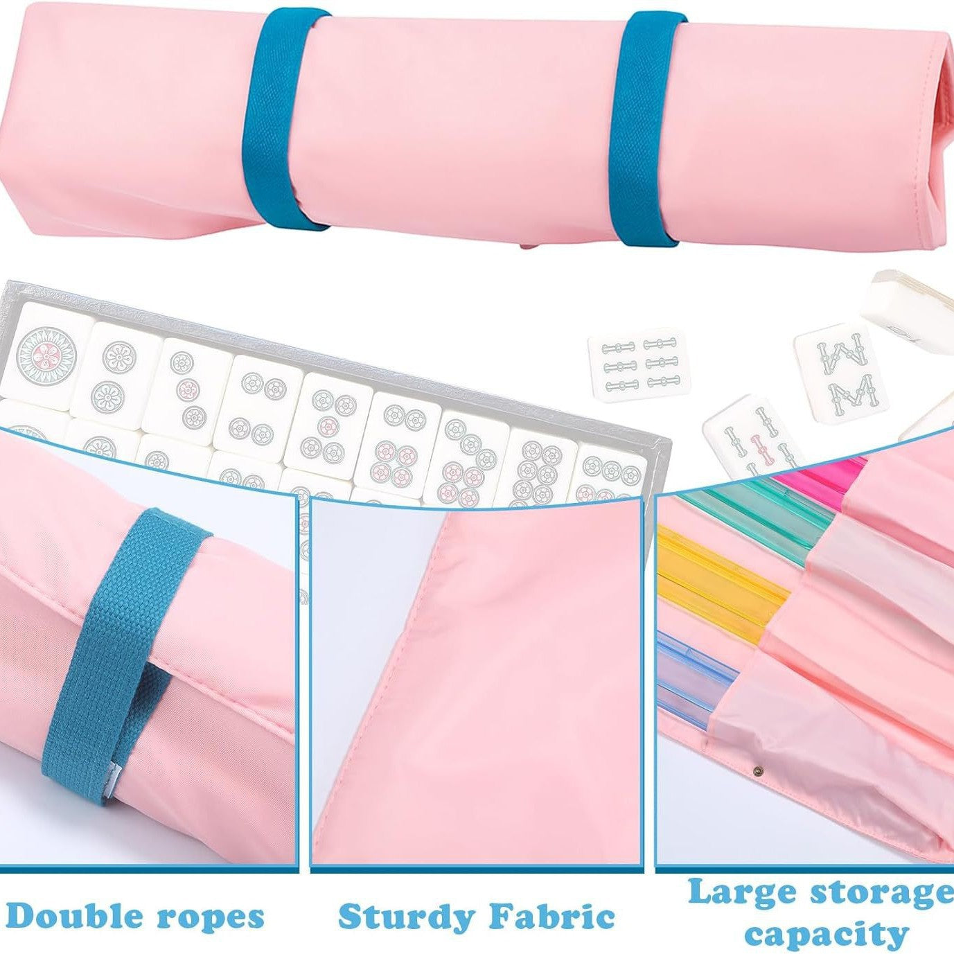 Mahjong Push Ruler Buggy Large Pocket Portable Bags
