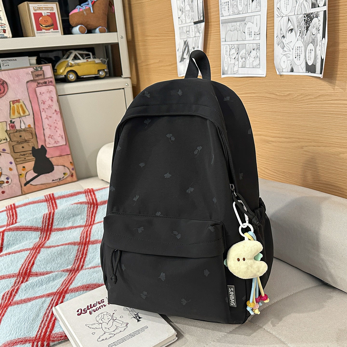 Mori Style Solid Color Printing Fresh Candy Simple Large Capacity Leisure Backpack