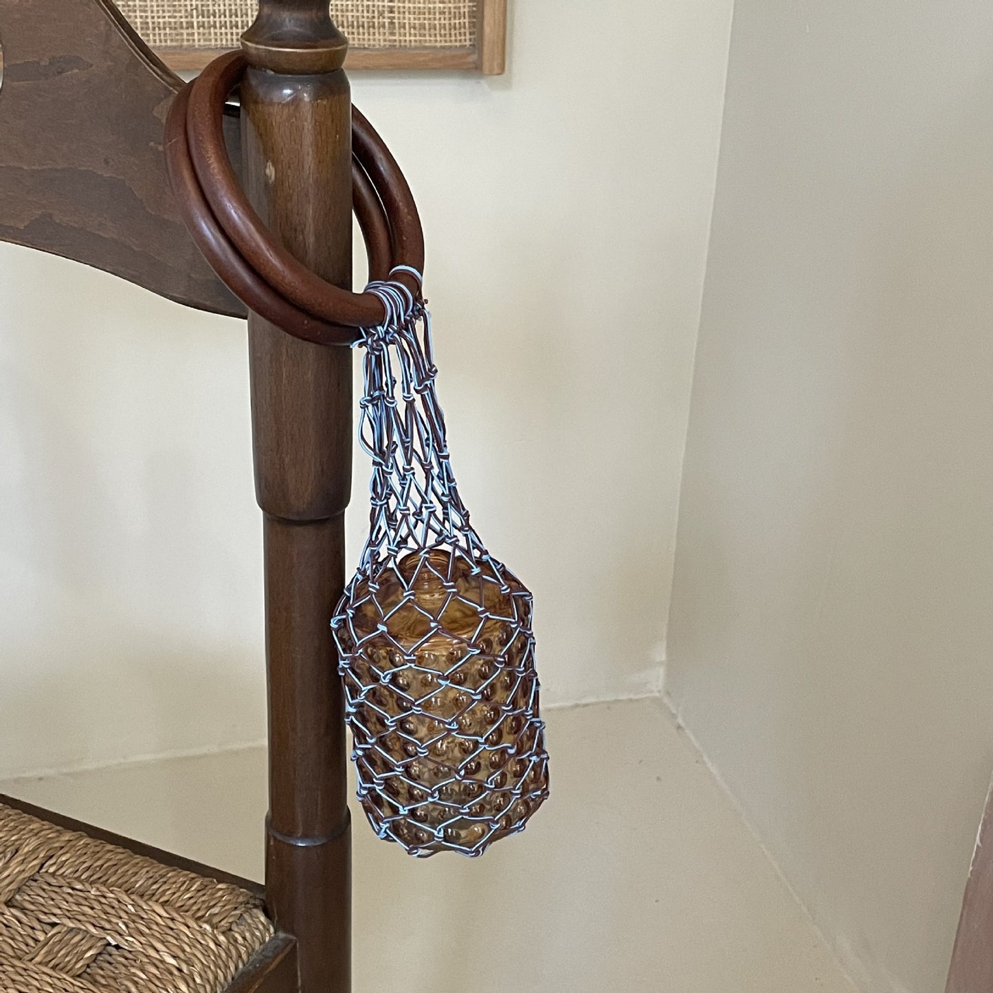 Tighten Rope Wood Red Wine Kettle Net Women's Handbag
